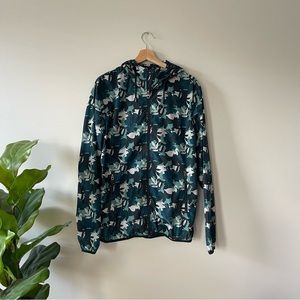 Zara all over print lightweight rain jacket with zip pockets & adjustable hood